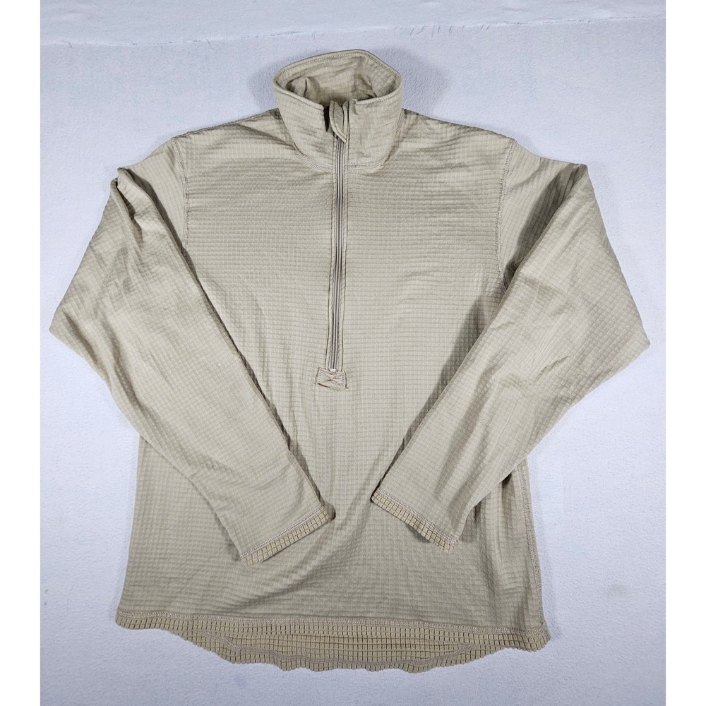 US Military ECWCS Gen III Level 2 Grid Fleece Tan 1/4 Zip Thermal Top Medium Reg